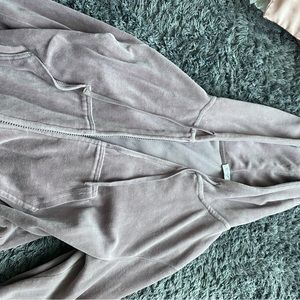 Brandy Melville Muave Velvet Hoodie Zip Up